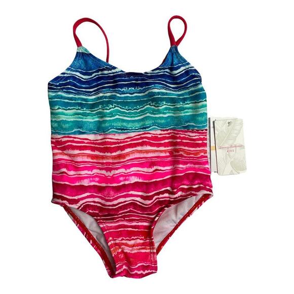 Tommy Bahama Pink Green 1 Piece Swimsuit Baby Girls Size 12M NWT - Picture 1 of 7